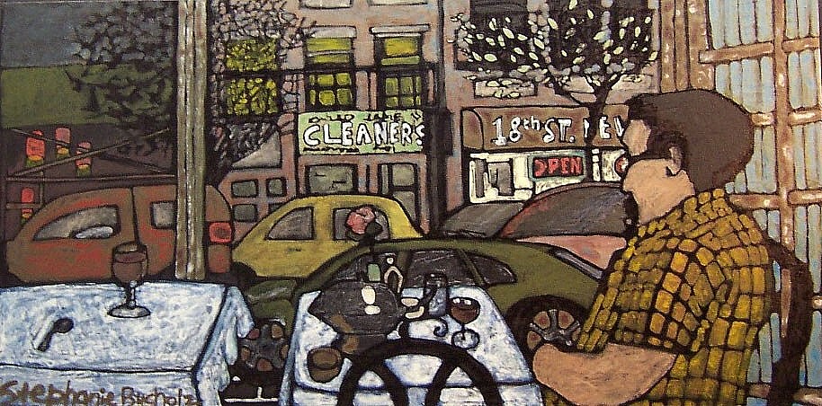 Lonny in Chelsea, 15 x 30, acrylic and marker on canvas